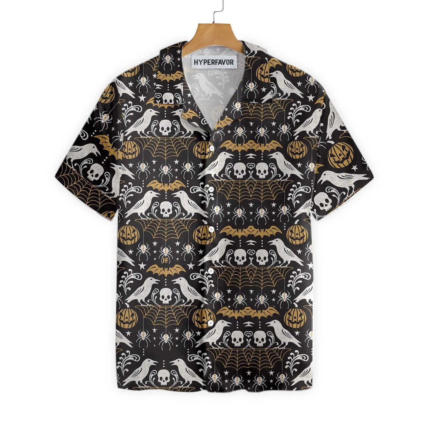 Halloween Black Pumpkin And Spider Web Dramatic Hawaiian Shirt, Hawaiian Shirt Gift, Christmas Gift
