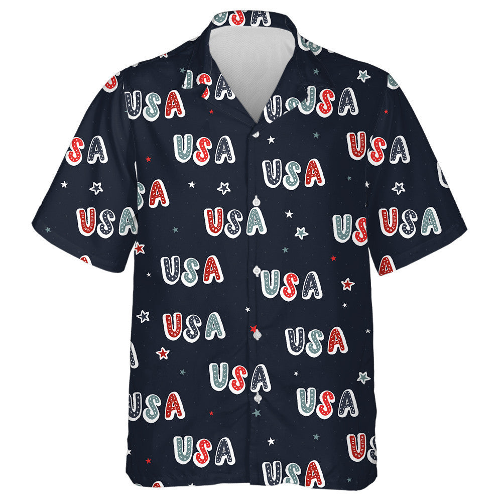 Lovely Hand Drawn Patriotic USA Doodle Background Hawaiian Shirt, Hawaiian Shirt Gift, Christmas Gift