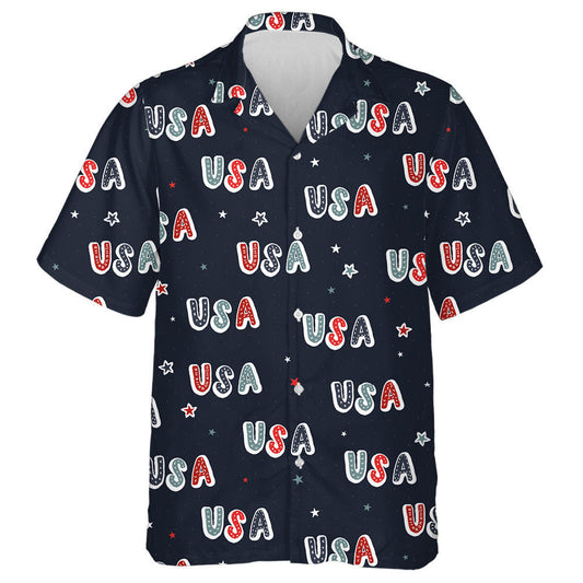 Lovely Hand Drawn Patriotic USA Doodle Background Hawaiian Shirt, Hawaiian Shirt Gift, Christmas Gift