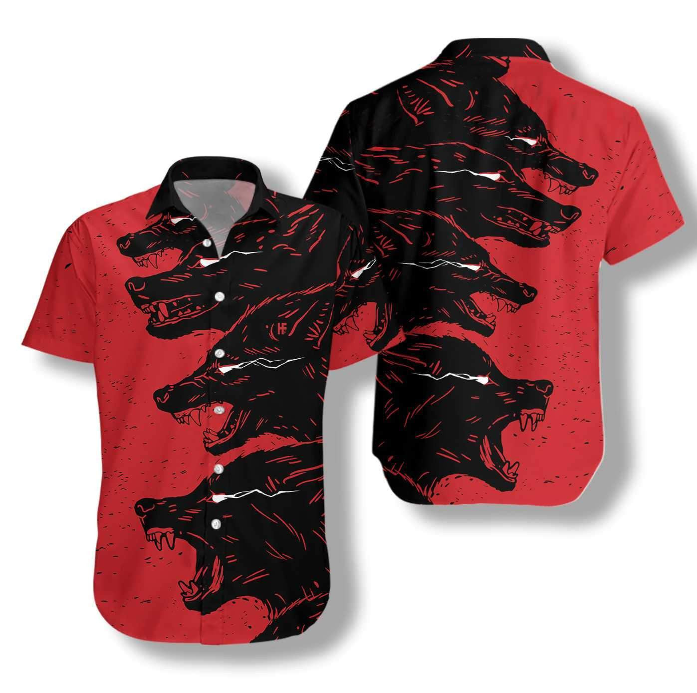 Scary Dangerous Black Wolf Hawaiian Shirt,Hawaiian Shirt Gift, Christmas Gift