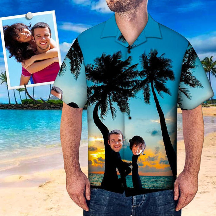 Couple On Beach Custom Photo Hawaiian Shirt,Hawaiian Shirt Gift, Christmas Gift