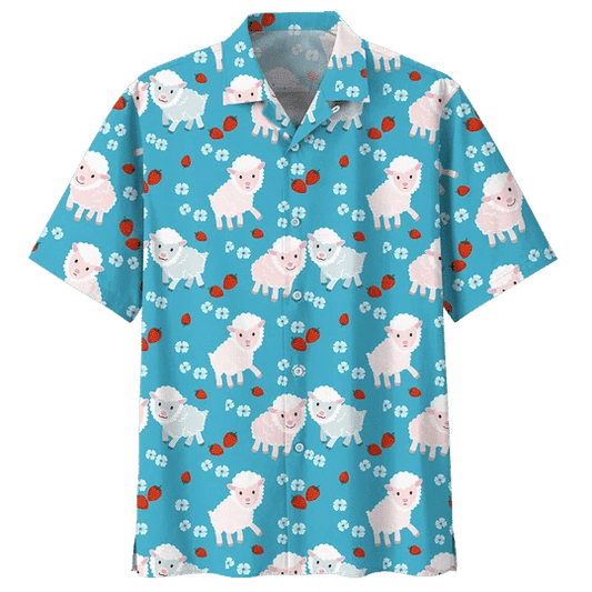 Cute Sheep Illustration Design Hawaiian Shirt,Hawaiian Shirt Gift, Christmas Gift