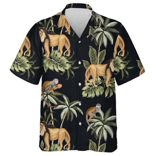 Vintage Palm Tree Lion Monkey Animal Floral Hawaiian Shirt, Hawaiian Shirt Gift, Christmas Gift