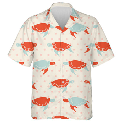 Colorful Turtles On A Polka Dot Background Hawaiian Shirt, Hawaiian Shirt Gift, Christmas Gift