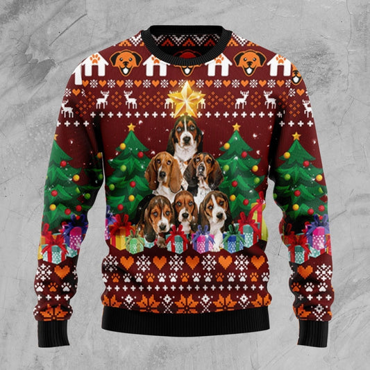 Basset Hound Pine Tree Ugly Christmas Sweater,Christmas Ugly Sweater,Christmas Gift,Gift Christmas 2022
