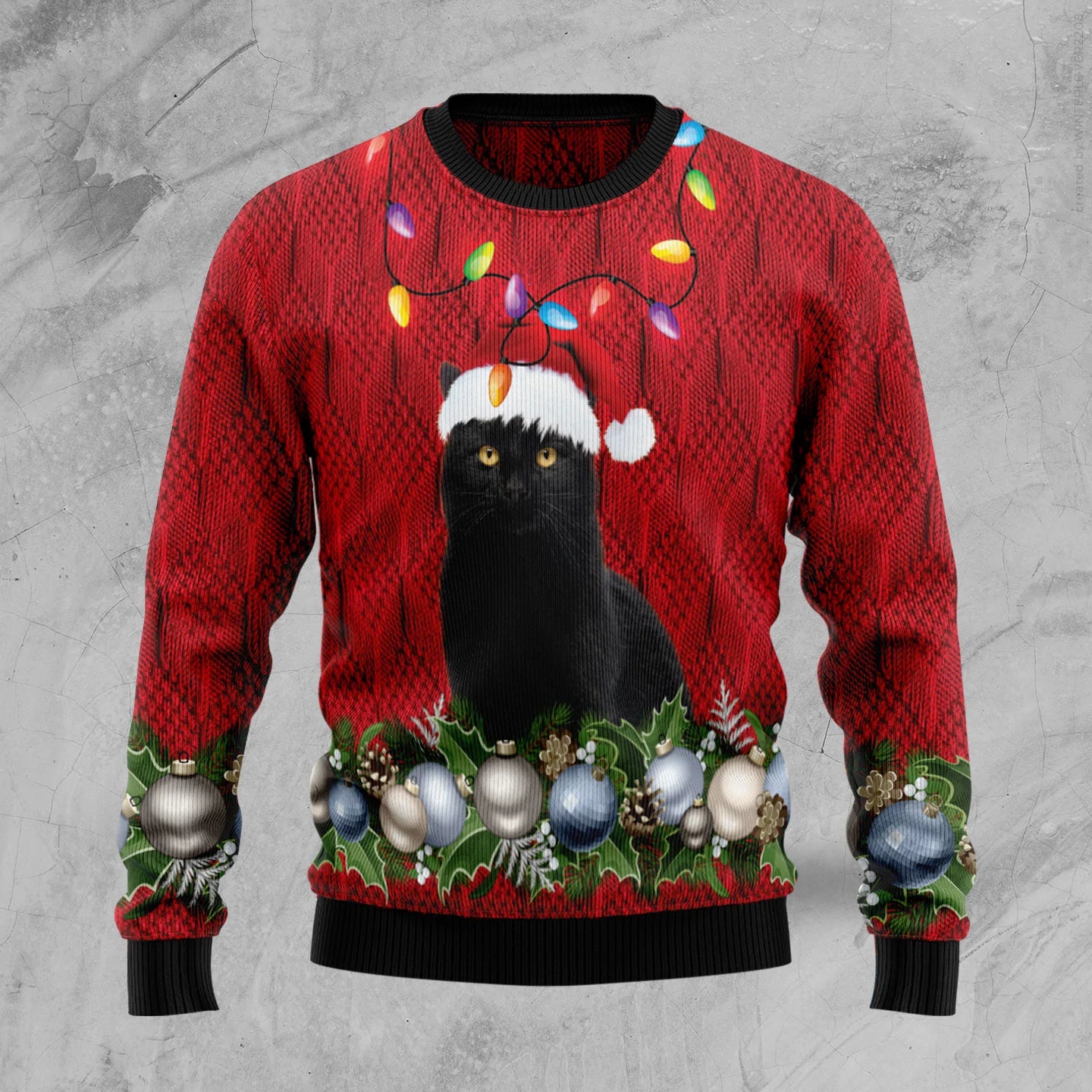 Black Cat Christmas Beauty unisex womens & mens, couples matching, friends, funny family ugly christmas holiday sweater gifts