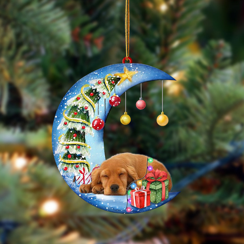 Cocker Spaniels-Sleep On The Moon Christmas Two Sided Christmas Plastic Hanging Ornament, Dog Lover Gifts, Christmas Tree Ornament, Home Decor Plastic Ornament, Christmas Gift, Christmas Decoration
