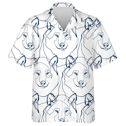 Face Of Wolf Animal Art Line On White Hawaiian Shirt, Hawaiian Shirt Gift, Christmas Gift