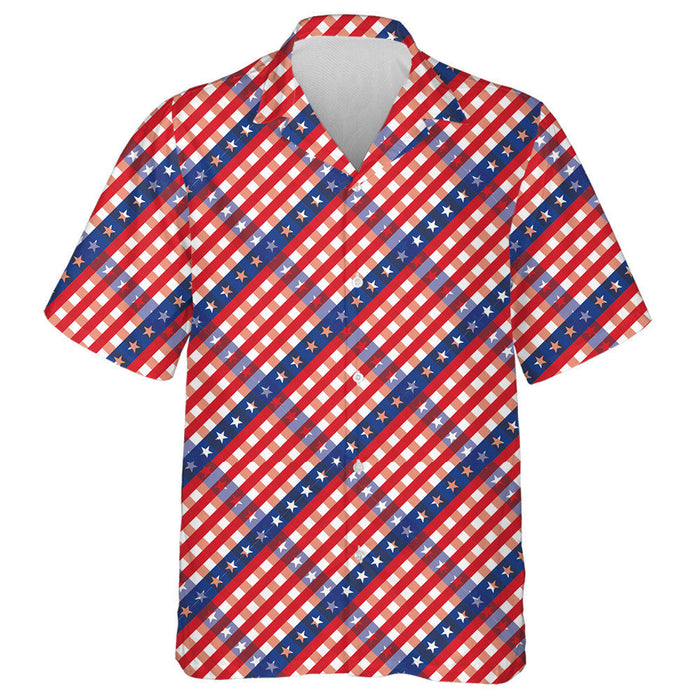 Wonderful Striped Of Red Blue And White Stars Pattern Hawaiian Shirt, Hawaiian Shirt Gift, Christmas Gift