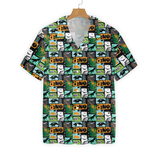 Dinosaur Collage Art Beautiful Design Hawaiian Shirt,Hawaiian Shirt Gift, Christmas Gift
