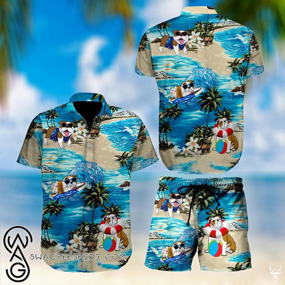 Beach Hawaii Bulldog Hawaiian Shirt,Hawaiian Shirt Gift, Christmas Gift