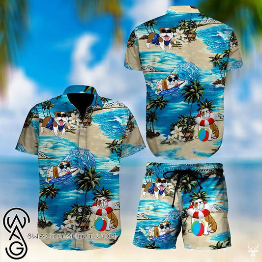 Beach Hawaii Bulldog Hawaiian Shirt,Hawaiian Shirt Gift, Christmas Gift