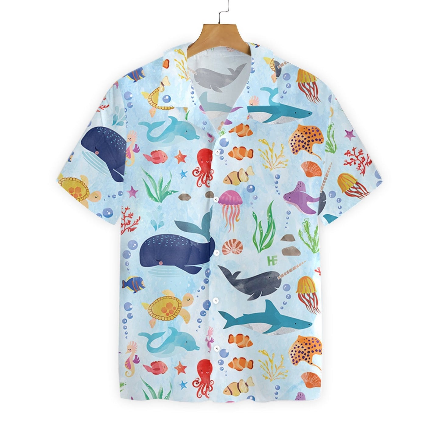 Ocean Fish Pattern In Blue Sea Design Hawaiian Shirt, Hawaiian Shirt Gift, Christmas Gift