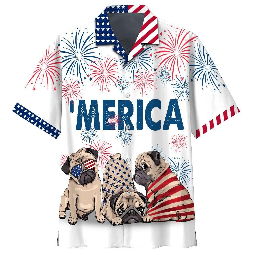 Love Pug Background Design Hawaiian Shirt, Hawaiian For Gift