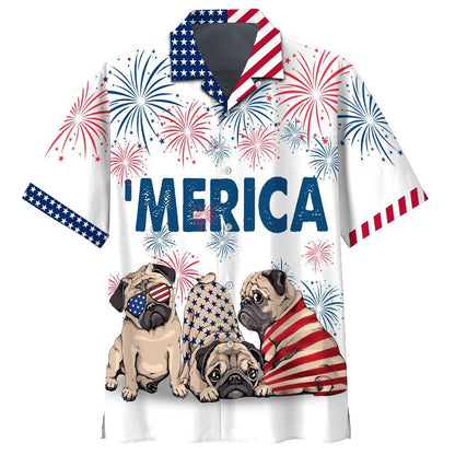 Love Pug Background Design Hawaiian Shirt, Hawaiian For Gift