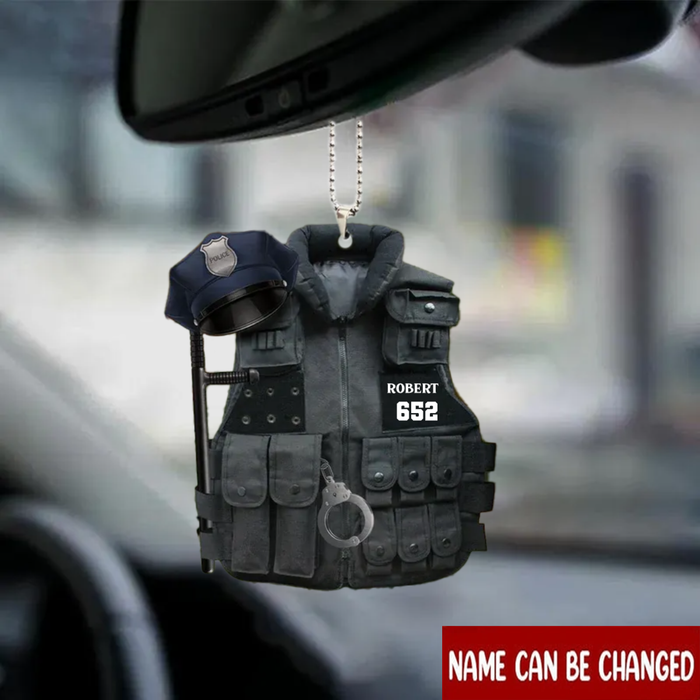 Police Bulletproof Vest Personalized Shaped Hanging Ornament For Car, Christmas Decoration