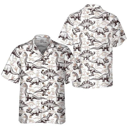 Hand Drawn Dinosaurs Footprints Seamless Pattern Hawaiian Shirt,Hawaiian Shirt Gift, Christmas Gift