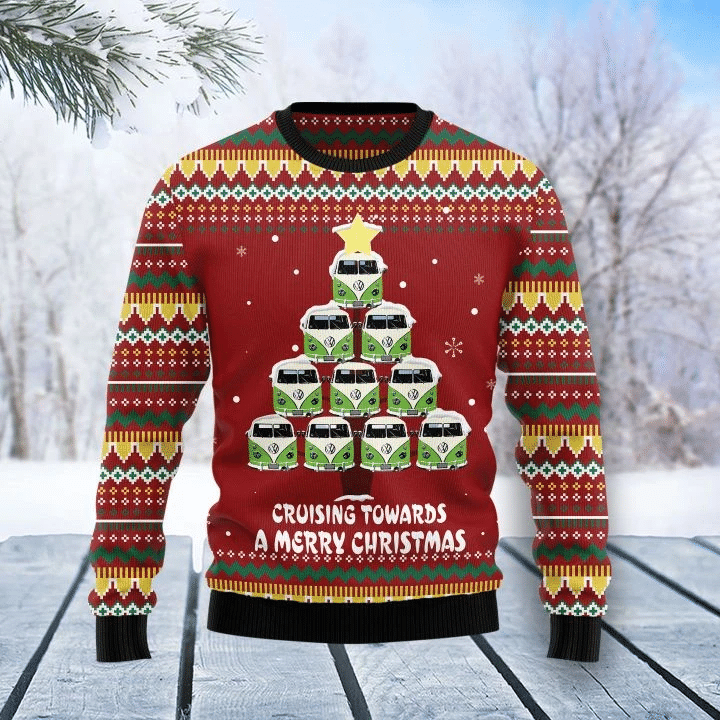 Bus Tree Merry Christmas Ugly Christmas Sweater, Christmas Ugly Sweater, Christmas Gift, Gift Christmas 2024