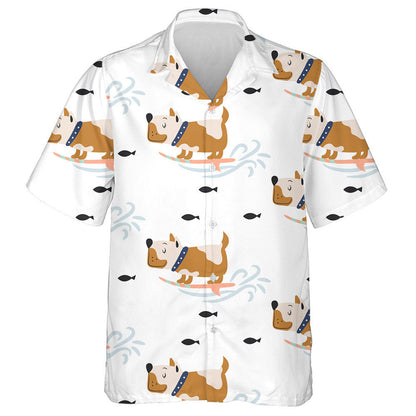 Cute Brown Dogs On Surf Background Hawaiian Shirt,Hawaiian Shirt Gift, Christmas Gift