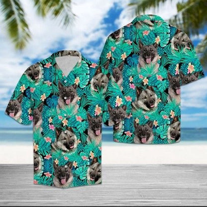 Norwegian Elkhound Tropical Hawaiian Shirt Summer, Hawaiian Shirt Gift, Christmas Gift