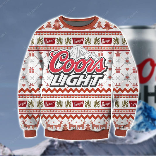 Coors Light Knitting Pattern 3D Print Ugly Christmas Sweater Hoodie All Over Printed, Christmas Ugly Sweater,Christmas Gift,Gift Christmas 2024
