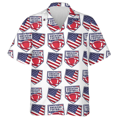 American Football Patch Pattern Design With USA Flag Hawaiian Shirt, Hawaiian Shirt Gift, Christmas Gift