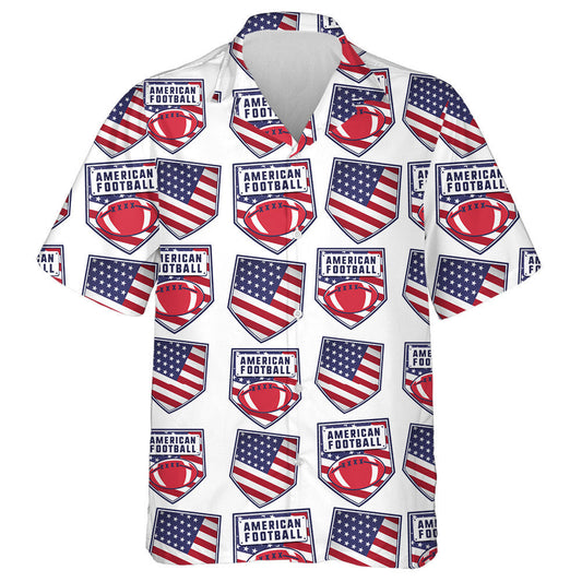 American Football Patch Pattern Design With USA Flag Hawaiian Shirt, Hawaiian Shirt Gift, Christmas Gift
