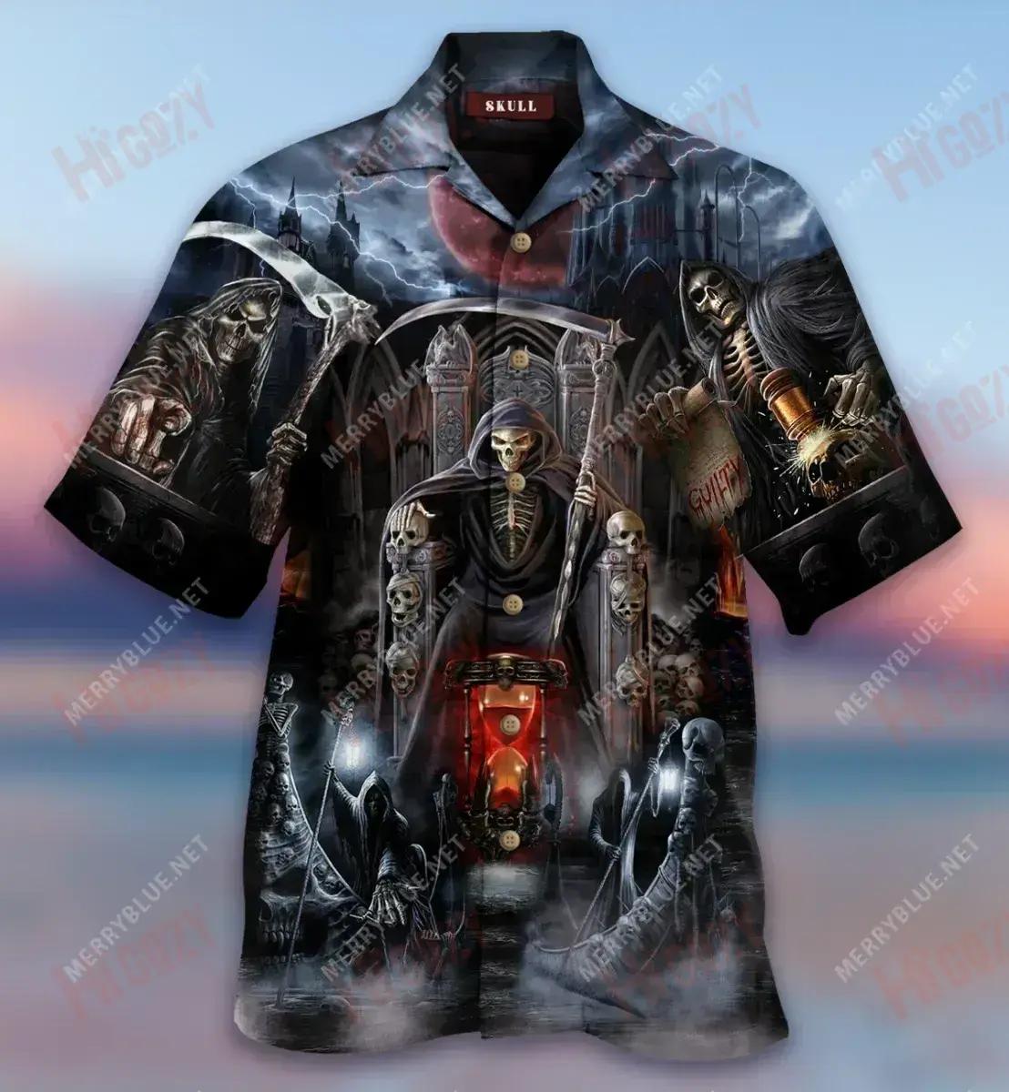 And Death Will Have His Day Short Hawaiian Shirt Ocean Aloha Shirt Tactical Hawaiian Shirt Hawaiian Shirts For Men, Hawaiian Shirt Gift, Christmas Gift