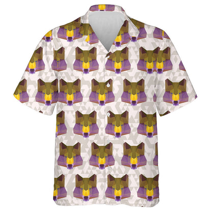 Bright Colored Abstract Polygonal Wolf Background Hawaiian Shirt, Hawaiian Shirt Gift, Christmas Gift