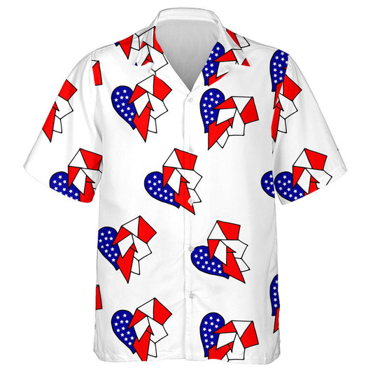 Handmade Hearts With United States Of America Flag's Colors Hawaiian Shirt, Hawaiian Shirt Gift, Christmas Gift