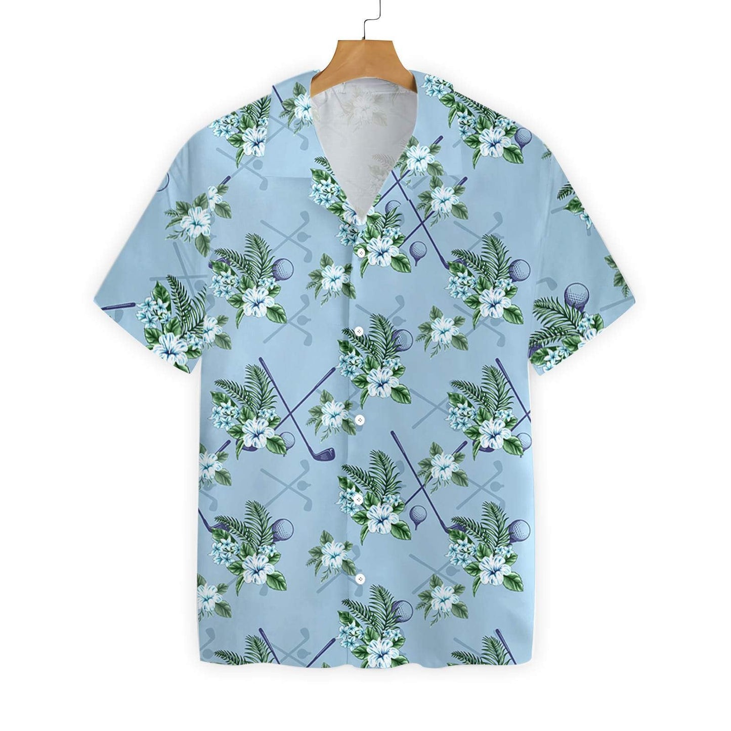 Tropical Golf 5 On Blue Background Design Hawaiian Shirt, Hawaiian Shirt Gift, Christmas Gift