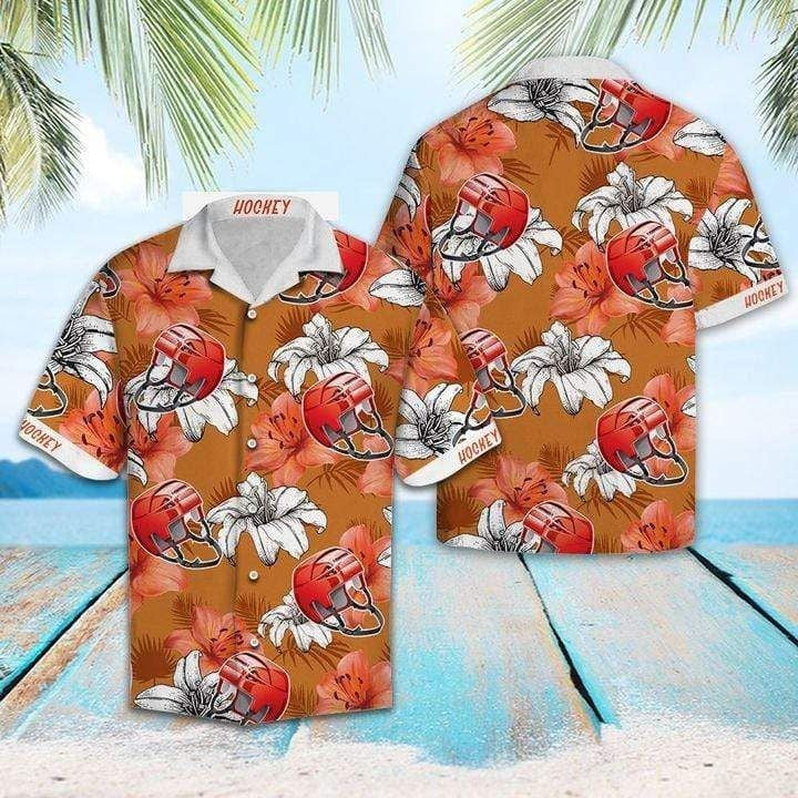 Vintage Tropical Hockey Lover Design Hawaiian Shirt, Hwaiian For Gift