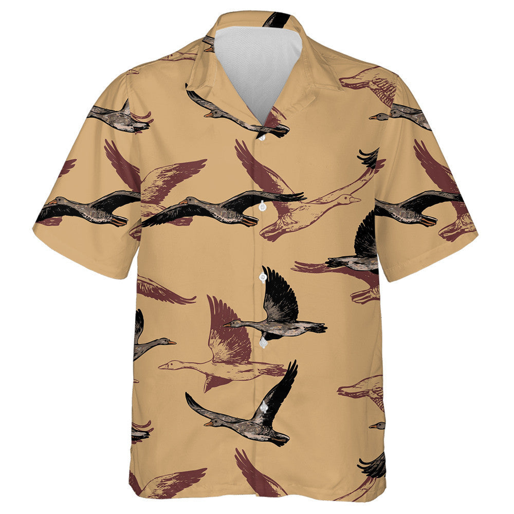 Hand Drawn Background Of Wild Duck Hawaiian Shirt, Hawaiian For Gift