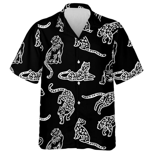 Trend Wild Leopards And Tigers On Black Background Hawaiian Shirt, Hawaiian Shirt Gift, Christmas Gift