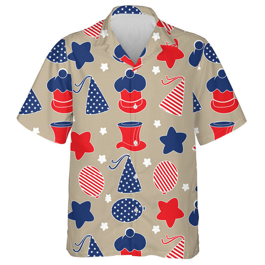 Modern Illustration Of Icons In American Flag Style Hawaiian Shirt, Hawaiian Shirt Gift, Christmas Gift