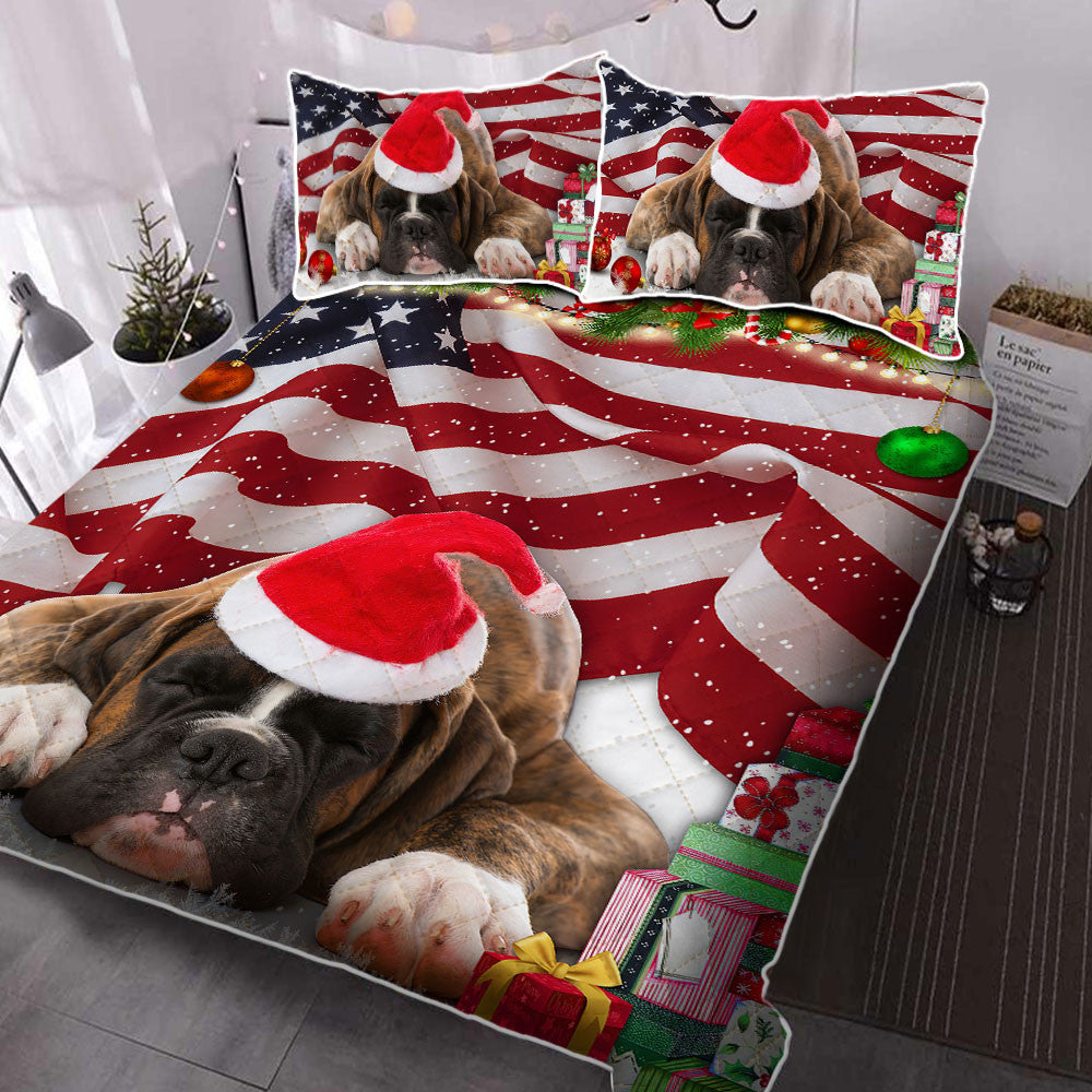 Boxer Dog Christmas Quilt Bedding Set Bedroom Set Bedlinen 3D, Bedding Christmas Gift,Bedding Set Christmas
