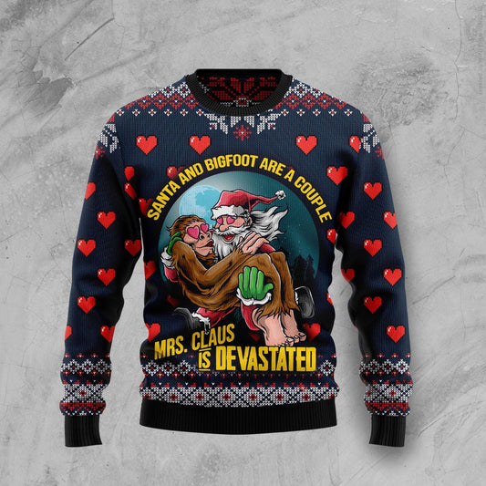 Santa and Bigfoot Are A Couple Ugly Christmas Sweater, Christmas Gift,Gift Christmas 2024