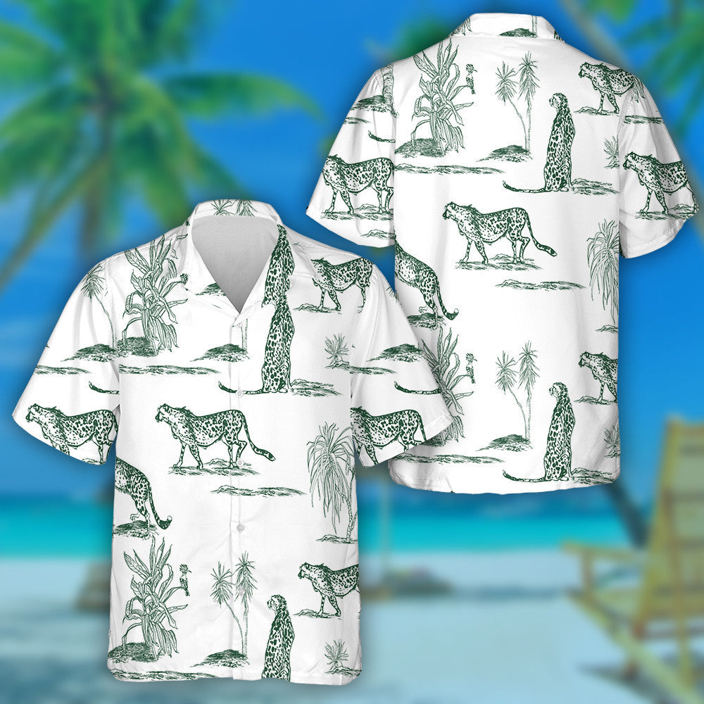 Wild African Leopard Walking In Dessert Hawaiian Shirt, Hwaiian For Gift