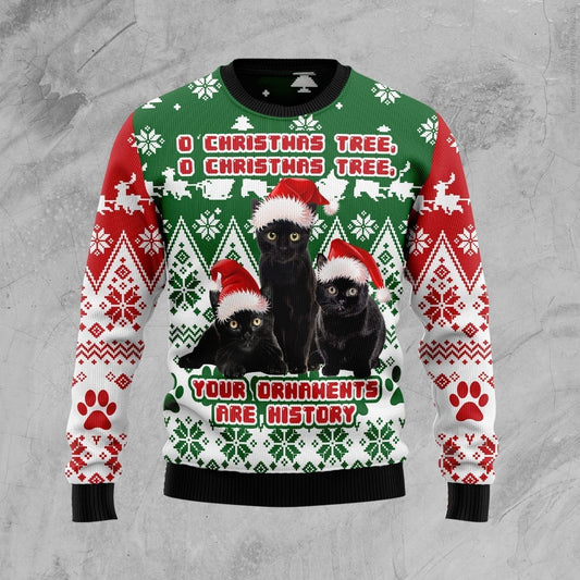 Black Cat Oh Christmas Tree Ugly Christmas Sweater,Christmas Gift,Gift Christmas 2022