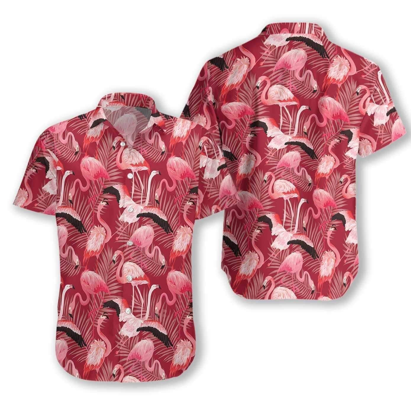 Animal World Cool Flamingo Red Christmas Design Hawaiian Shirt, Hawaiian Shirt Gift, Christmas Gift