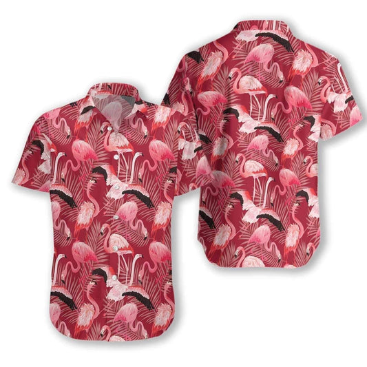 Animal World Cool Flamingo Red Christmas Design Hawaiian Shirt, Hawaiian Shirt Gift, Christmas Gift