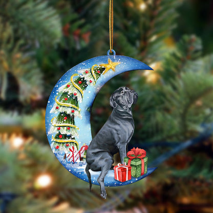 Cane Corso Sit On The Blue Moon-Two Sided Christmas Plastic Hanging Ornament, Happy Christmas Ornament, Christmas Gift, Christmas Decoration