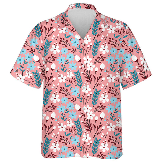 Beautiful Pastel Color Flower Pattern On Pink Background Hawaiian Shirt, Hawaiian Shirt Gift, Christmas Gift