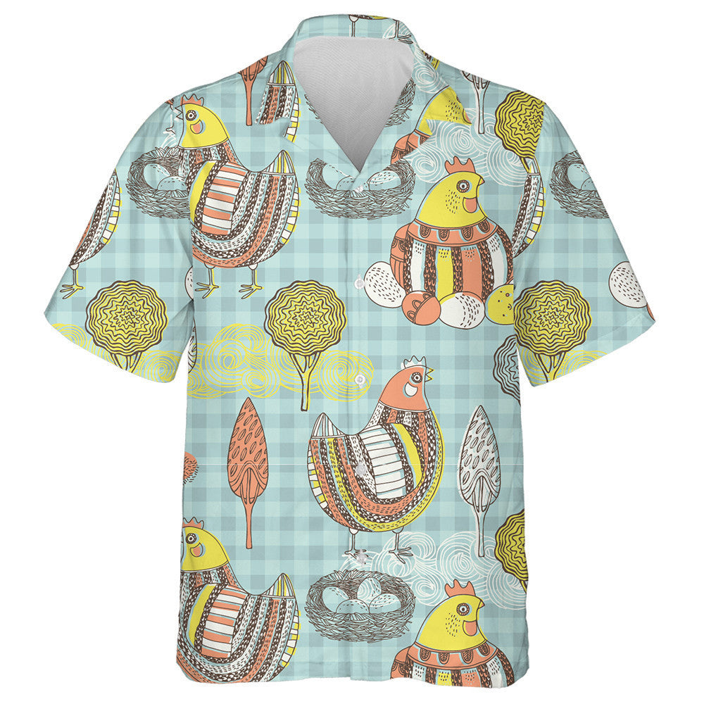 Special Chicken Hen With Egg Nest And Tree Hawaiian Shirt, Hawaiian Shirt Gift, Christmas Gift