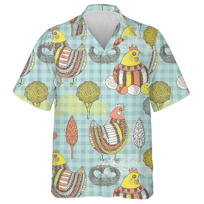 Special Chicken Hen With Egg Nest And Tree Hawaiian Shirt, Hawaiian Shirt Gift, Christmas Gift