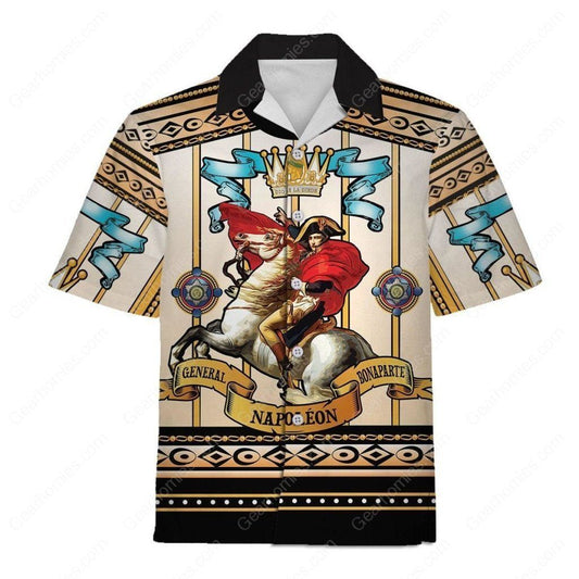 Napoleon Crossing The Alps Hawaiian Aloha Shirt Hawaiian Shorts Beach Short Sleeve, Hawaiian Shirt Gift, Christmas Gift