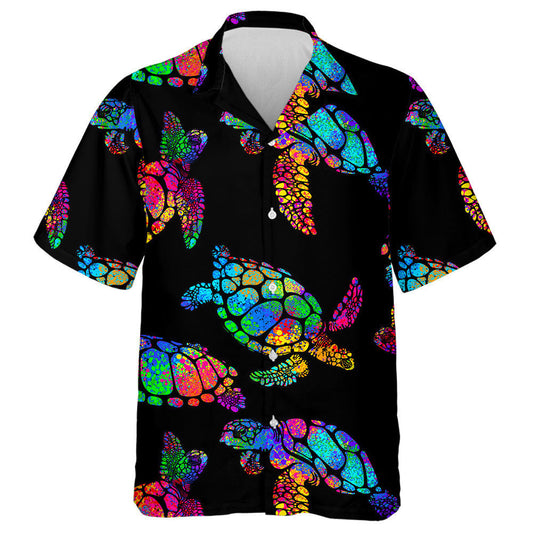 Sea Turtle With Ocean Waves In The Style Of Boho Hawaiian Shirt, Hawaiian Shirt Gift, Christmas Gift