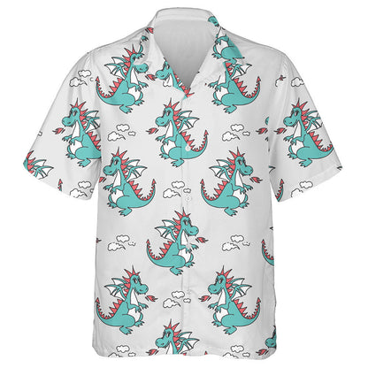 Cute Cartoon Dragons Cloud Of Smoke And Fire Hawaiian Shirt, Hawaiian Shirt Gift, Christmas Gift