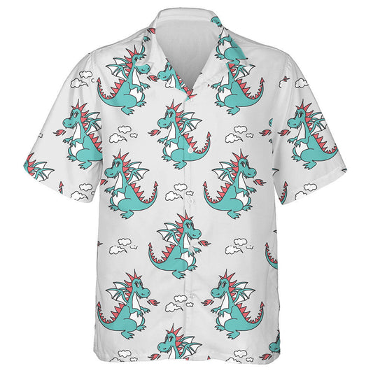 Cute Cartoon Dragons Cloud Of Smoke And Fire Hawaiian Shirt, Hawaiian Shirt Gift, Christmas Gift