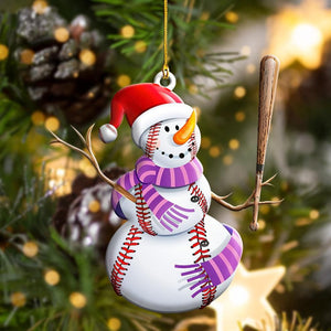 Baseball Snowman Shape Ornament, Christmas Ornament Gift, Christmas Gift, Christmas Decoration